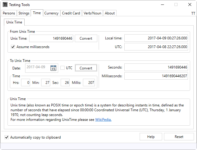 TestingTools GUI - Time