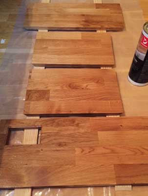 Pieces of the box being oiled